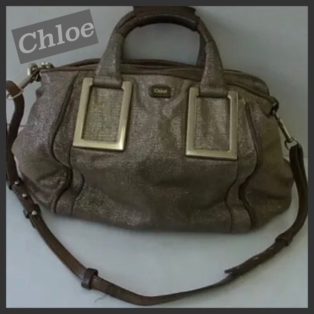 Chloé Ethel Silver Leather Satchel Shoulder Strap